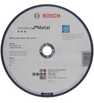 Disco Corte Ferro 09 (230x3,0x22,33mm) - Bosch 2608619740 Standard For Metal