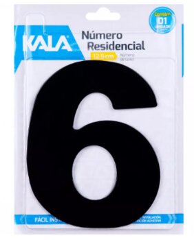 Número Residencial Acm Nº 6 Preto 125mm - Kala
