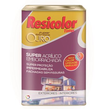Tinta Acrílico Emborrachado 18L Branco Fosco - Resicolor Ouro Super Premium 5505